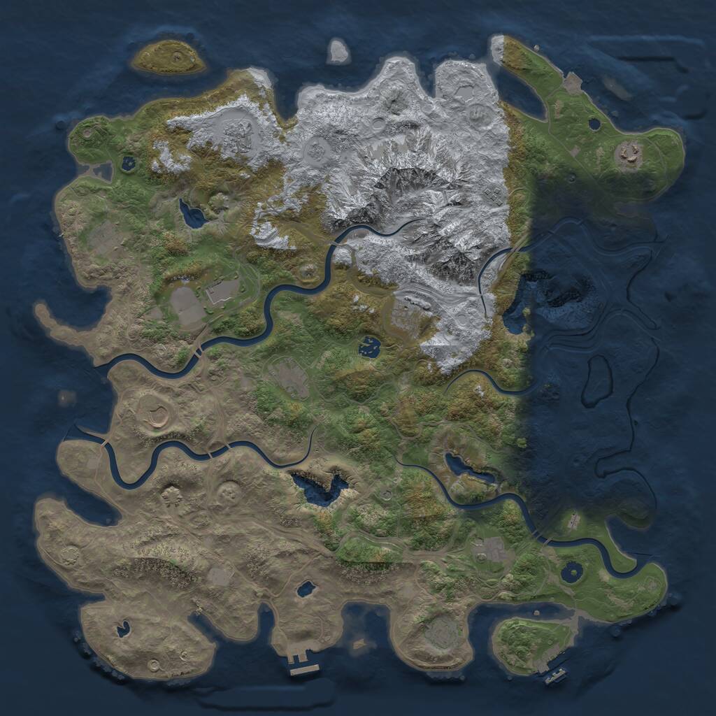 Rust Map: Procedural Map, Size: 5000, Seed: 1230428838, 17 Monuments