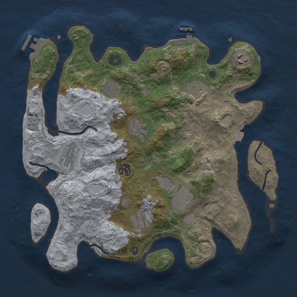 Rust Map: Procedural Map, Size: 3500, Seed: 647127506, 15 Monuments