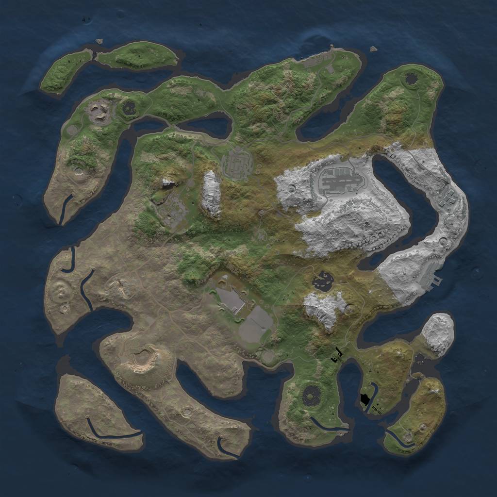 Rust Map: Procedural Map, Size: 3700, Seed: 54333, 13 Monuments