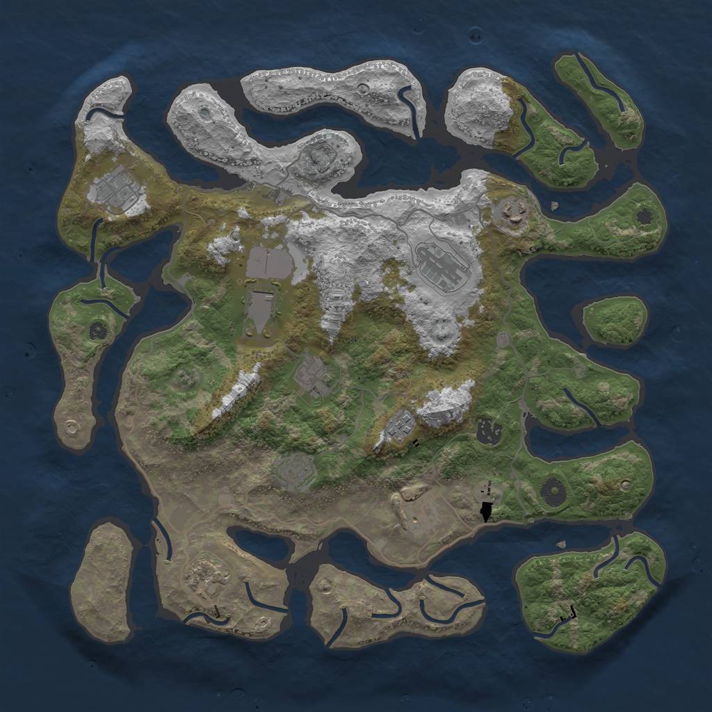 Rust Map: Procedural Map, Size: 4050, Seed: 321287040, 12 Monuments