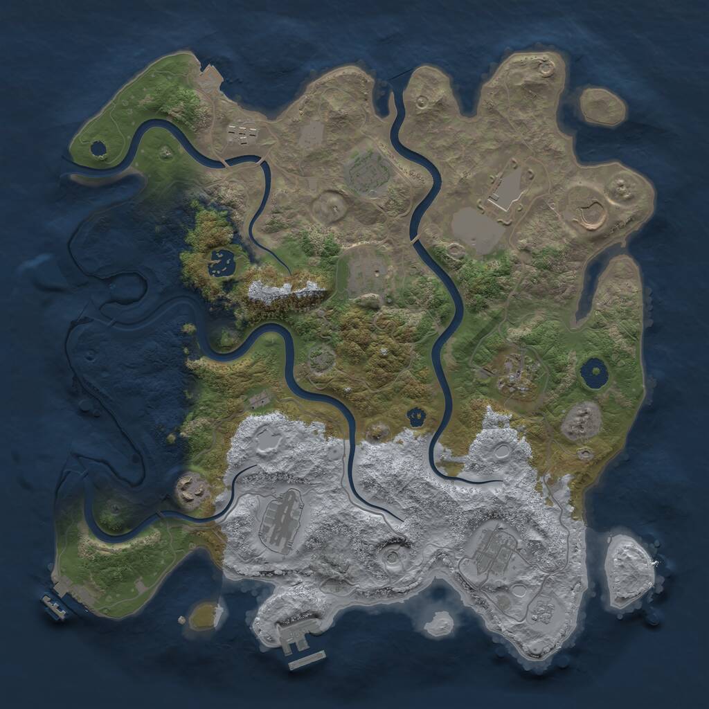 Rust Map: Procedural Map, Size: 3750, Seed: 85540673, 16 Monuments