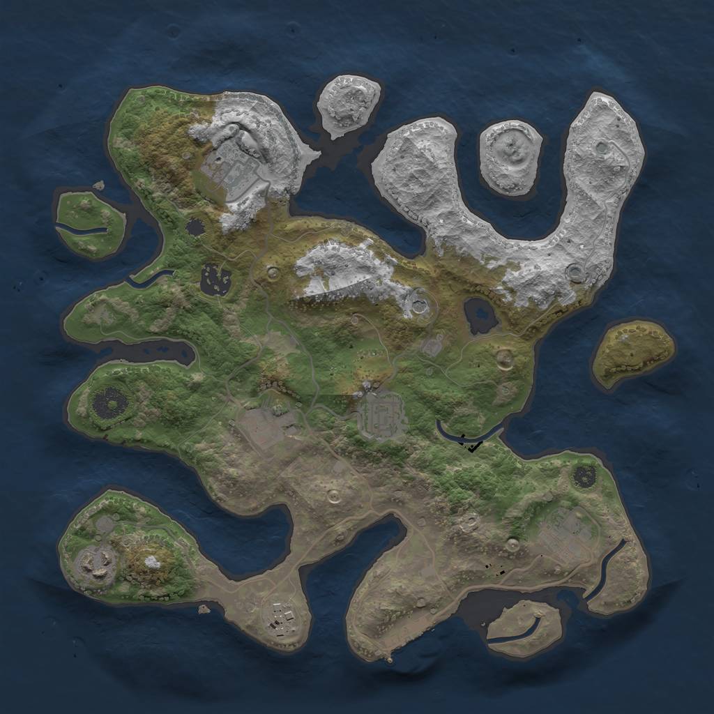 Rust Map: Procedural Map, Size: 3250, Seed: 647402549, 11 Monuments