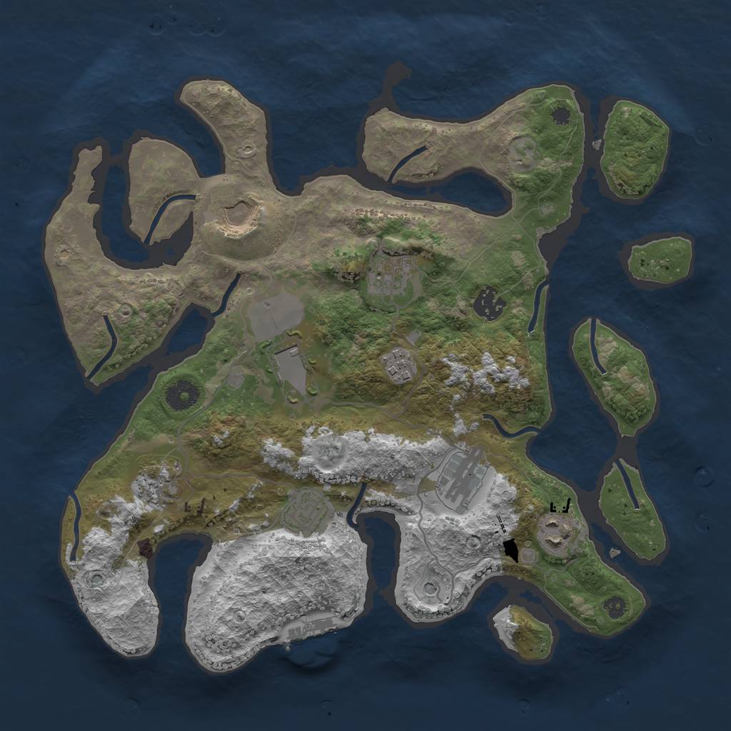 Rust Map: Procedural Map, Size: 3500, Seed: 2414567, 13 Monuments