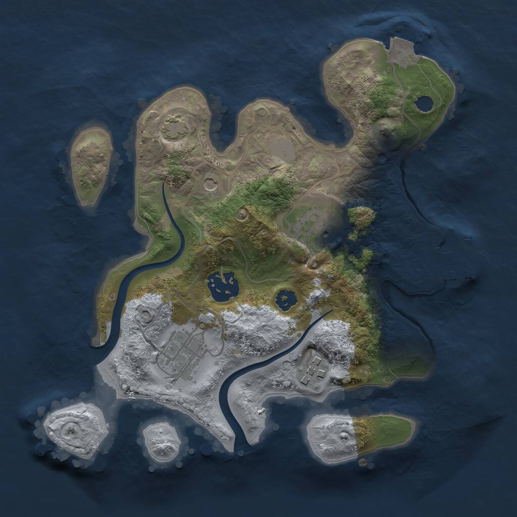 Rust Map: Procedural Map, Size: 2500, Seed: 351968416, 8 Monuments