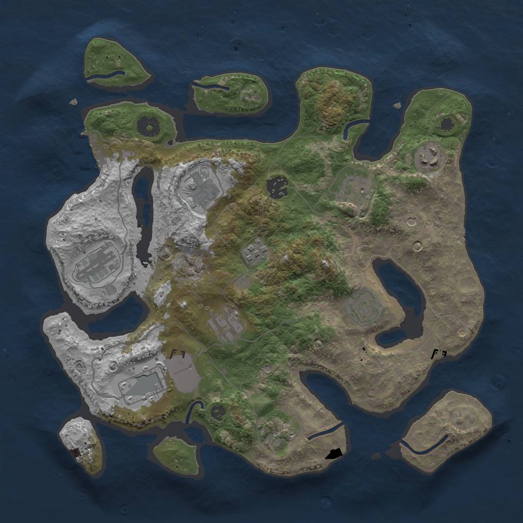 Rust Map: Procedural Map, Size: 3500, Seed: 839456019, 14 Monuments