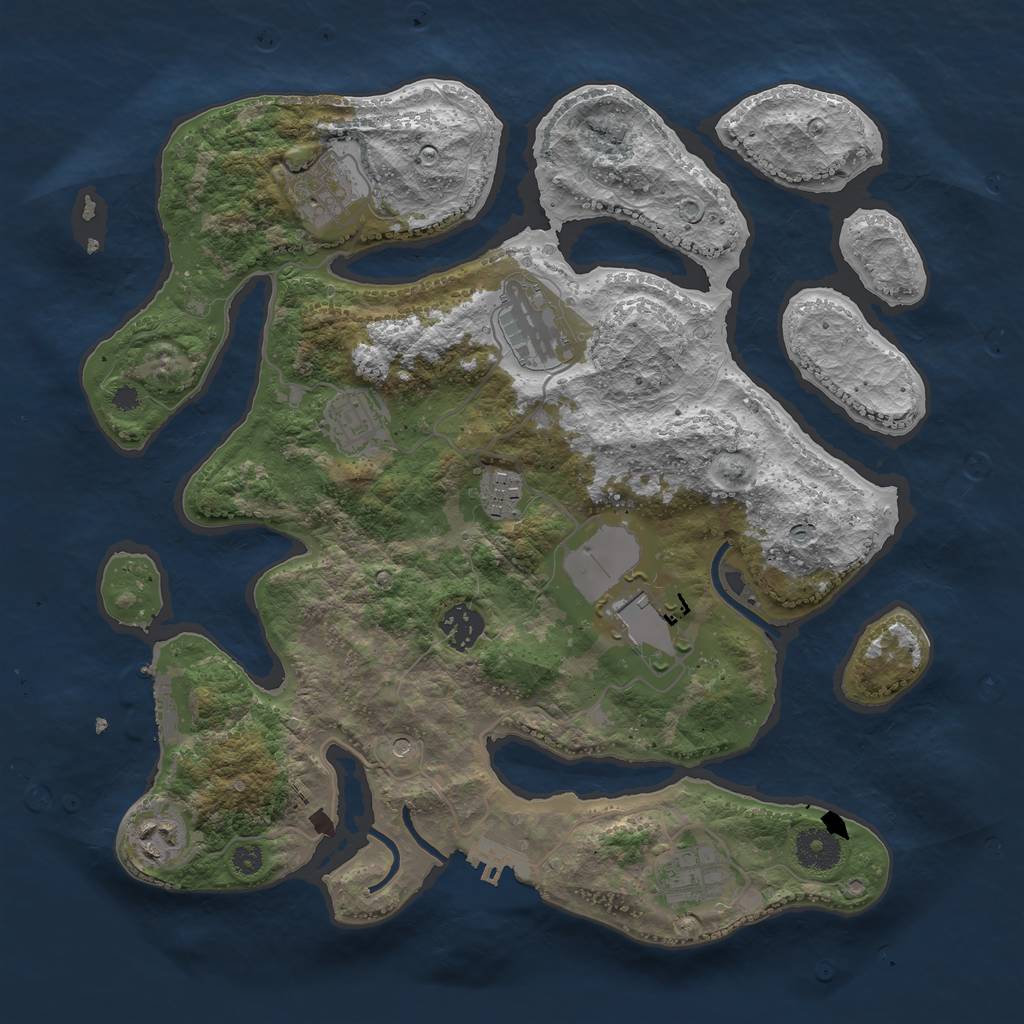 Rust Map: Procedural Map, Size: 3500, Seed: 3145, 13 Monuments