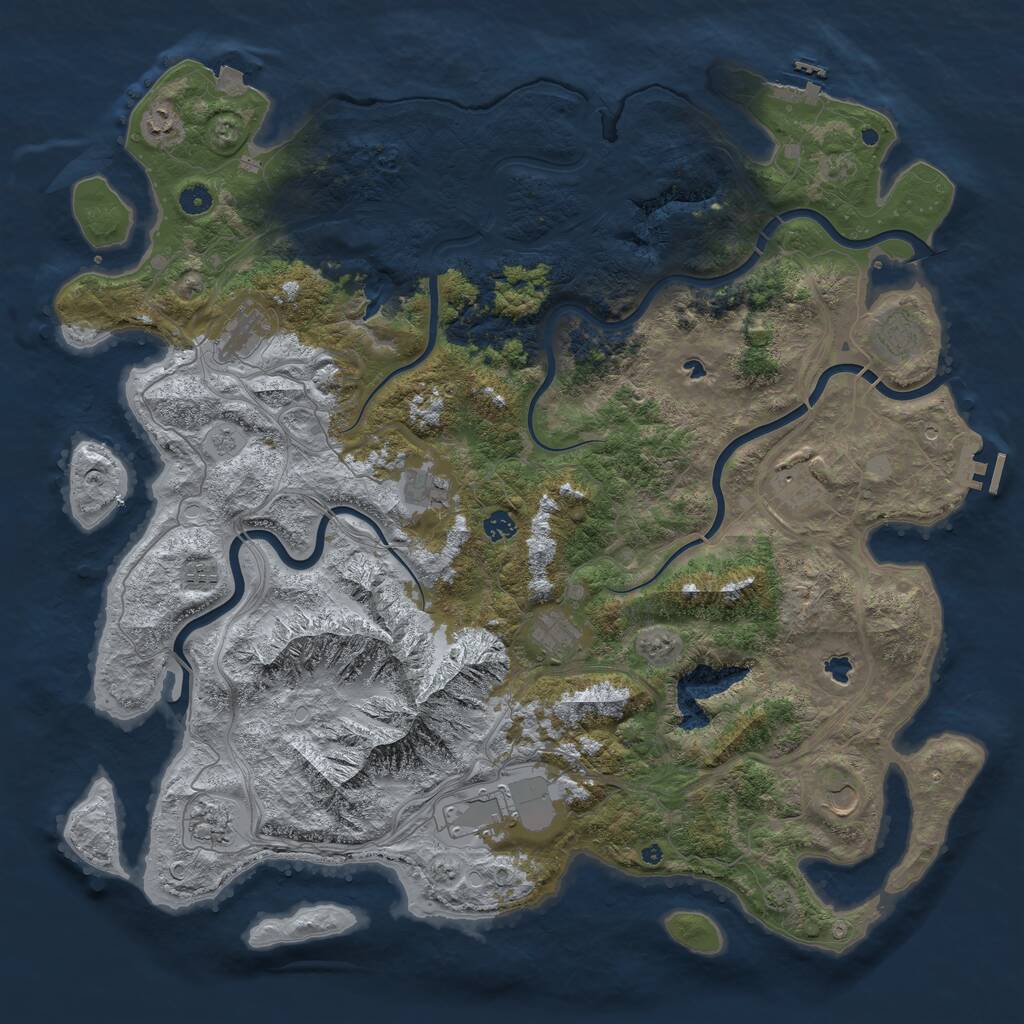 Rust Map: Procedural Map, Size: 5000, Seed: 1495, 17 Monuments