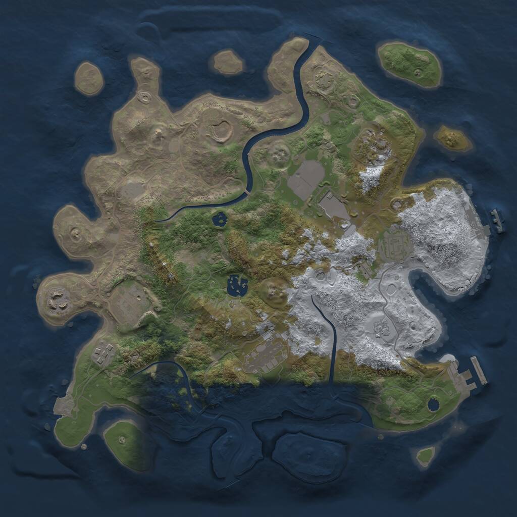 Rust Map: Procedural Map, Size: 3500, Seed: 830287643, 15 Monuments