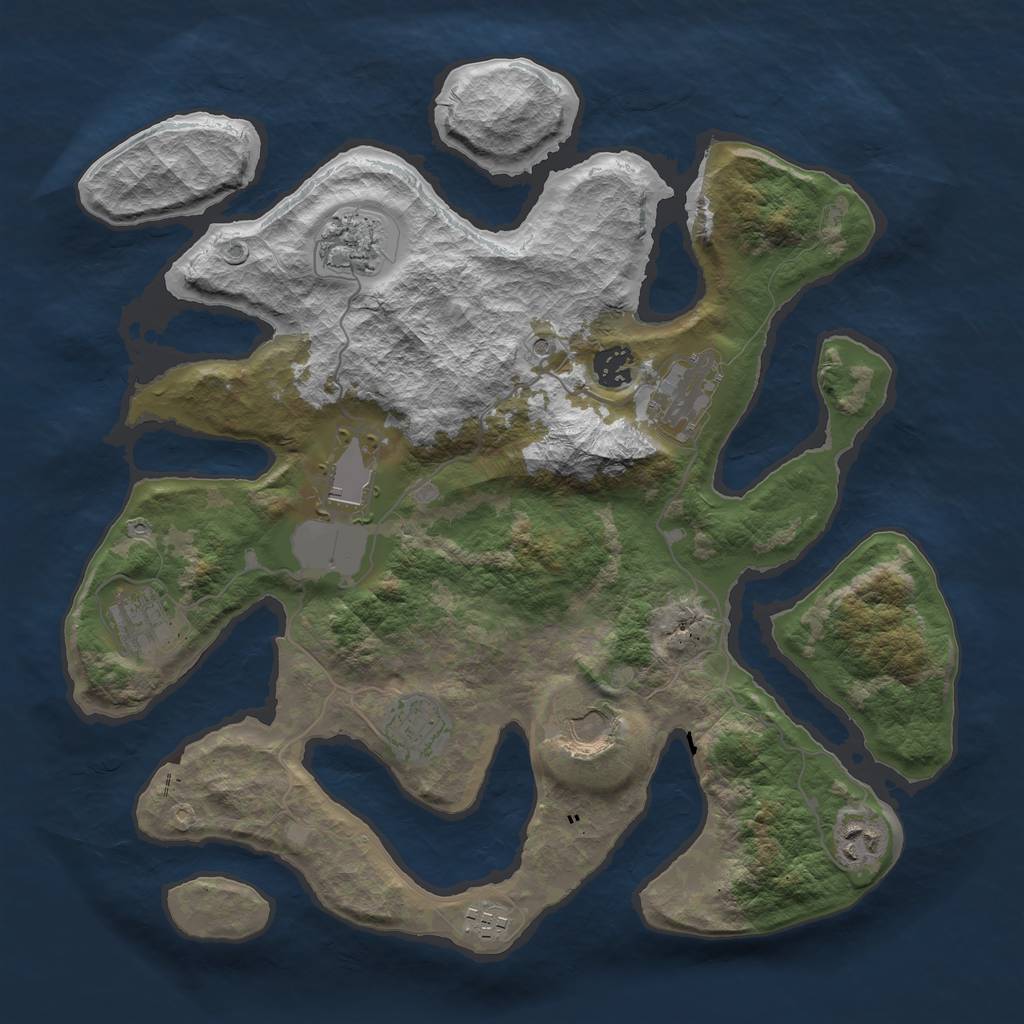 Rust Map: Barren, Size: 3700, Seed: 1288155468, 12 Monuments