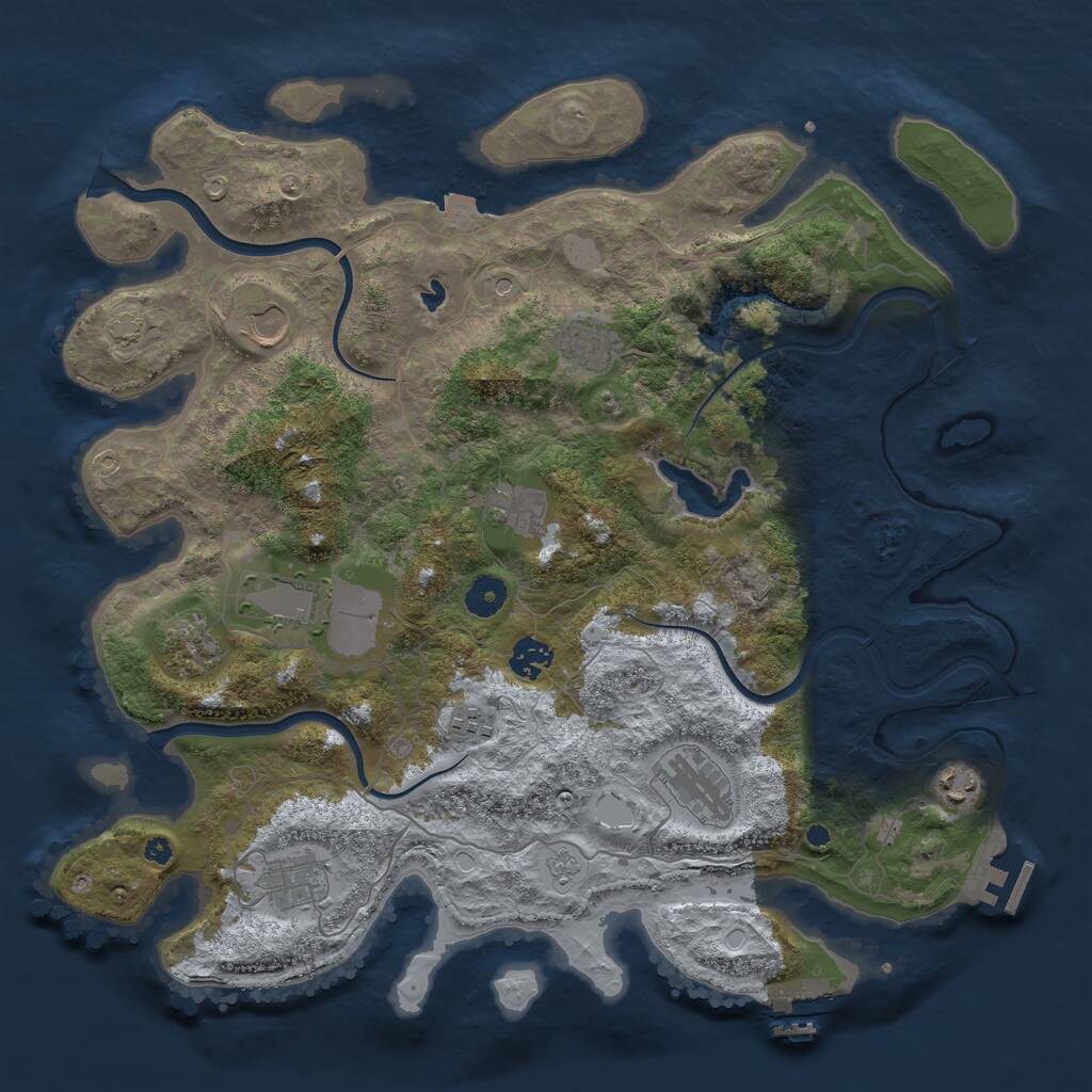 Rust Map: Procedural Map, Size: 4000, Seed: 34981, 16 Monuments