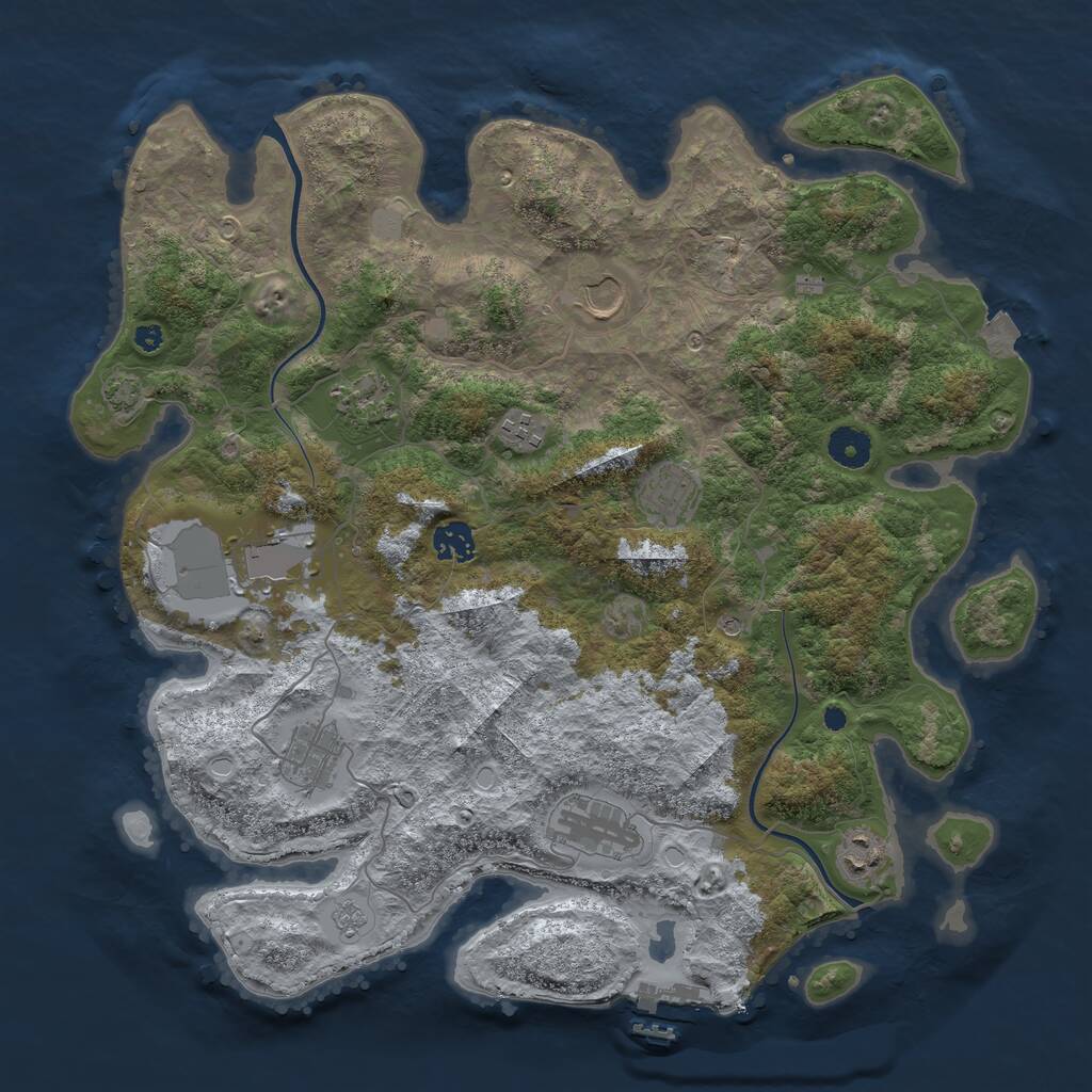 Rust Map: Procedural Map, Size: 3900, Seed: 1587438020, 14 Monuments