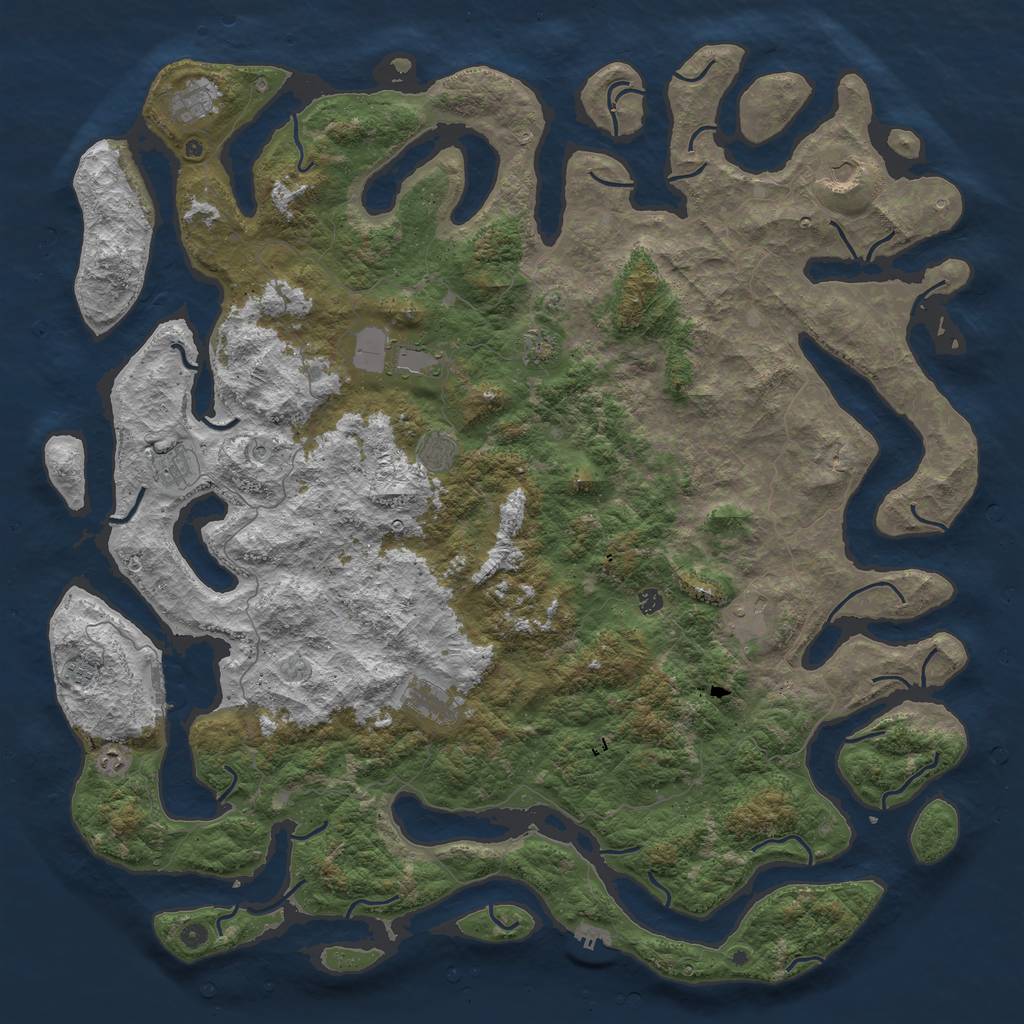 Rust Map: Procedural Map, Size: 6000, Seed: 3456949, 16 Monuments