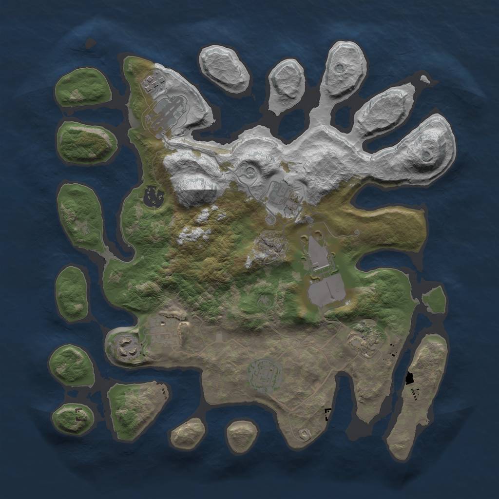 Rust Map: Barren, Size: 3500, Seed: 750155044, 12 Monuments