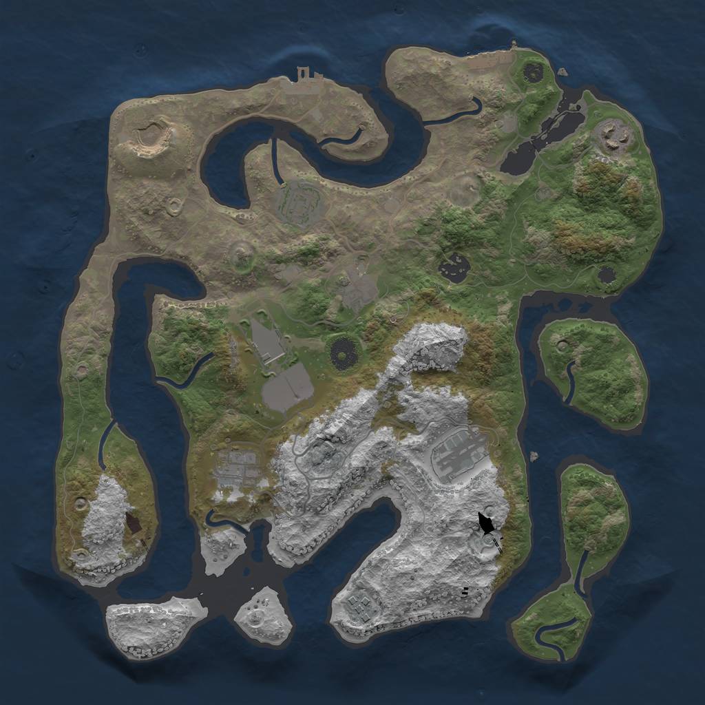 Rust Map: Procedural Map, Size: 3600, Seed: 810874, 14 Monuments