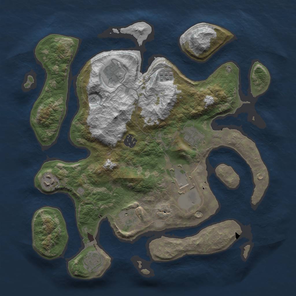 Rust Map: Barren, Size: 3500, Seed: 432432411, 11 Monuments