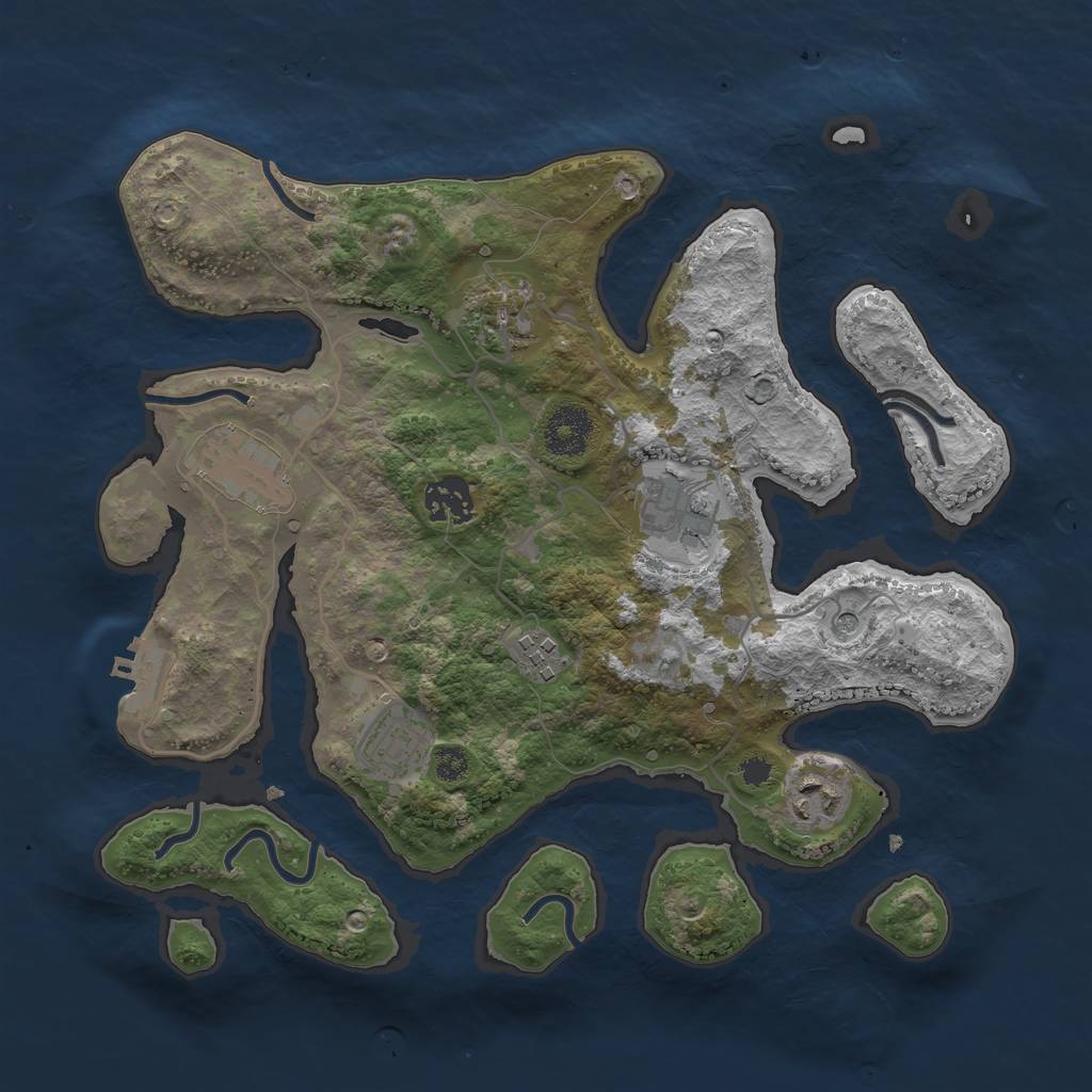 Rust Map: Procedural Map, Size: 3250, Seed: 48318591, 11 Monuments