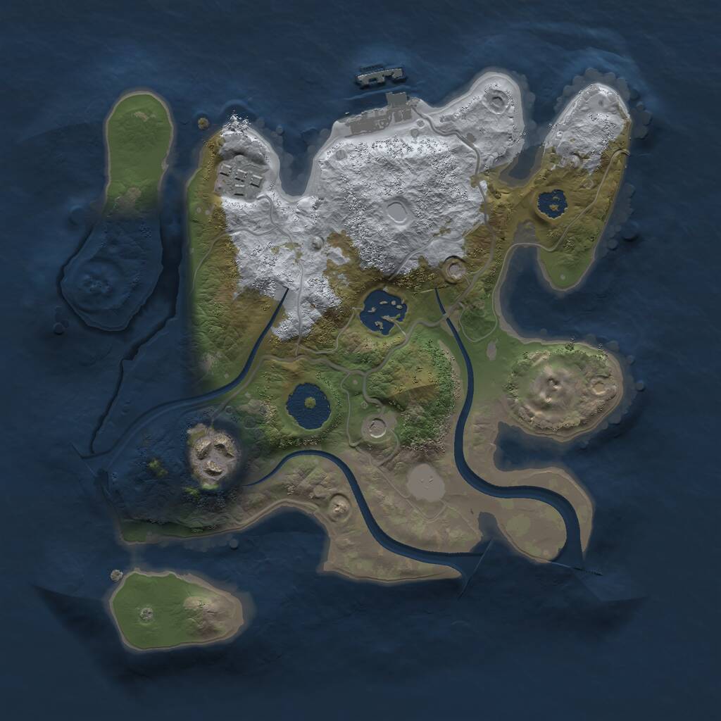 Rust Map: Procedural Map, Size: 2500, Seed: 3445673, 6 Monuments