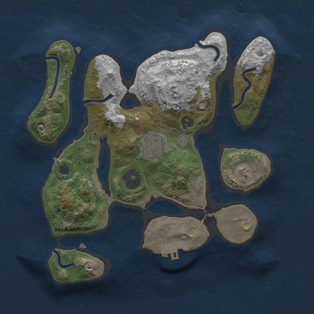 Rust Map: Procedural Map, Size: 2500, Seed: 3445673, 4 Monuments