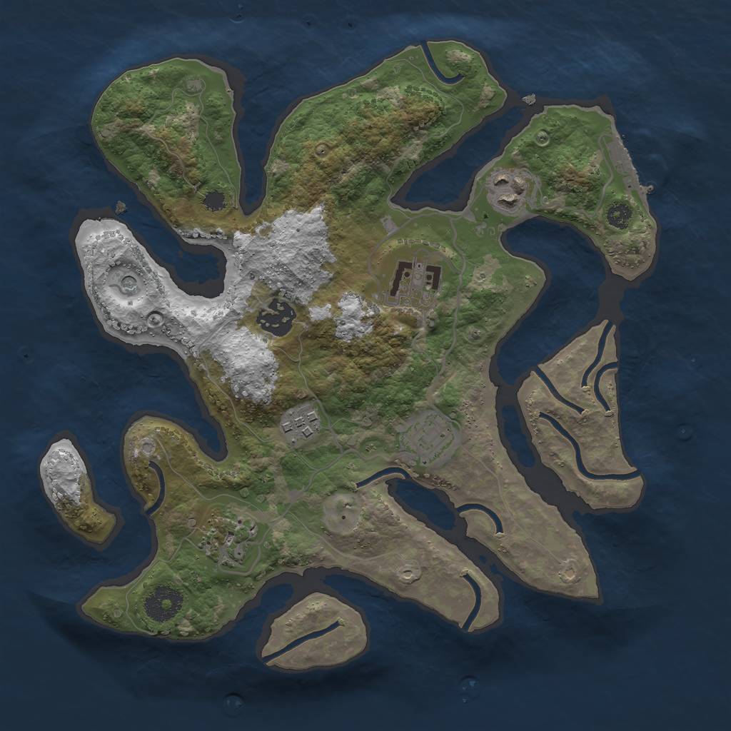Rust Map: Procedural Map, Size: 3000, Seed: 1422673, 10 Monuments