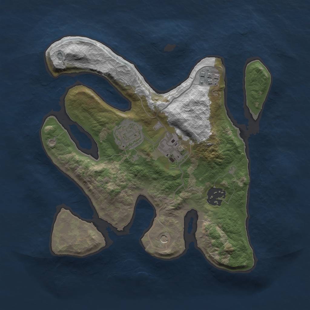 Rust Map: Barren, Size: 2500, Seed: 97524641, 7 Monuments
