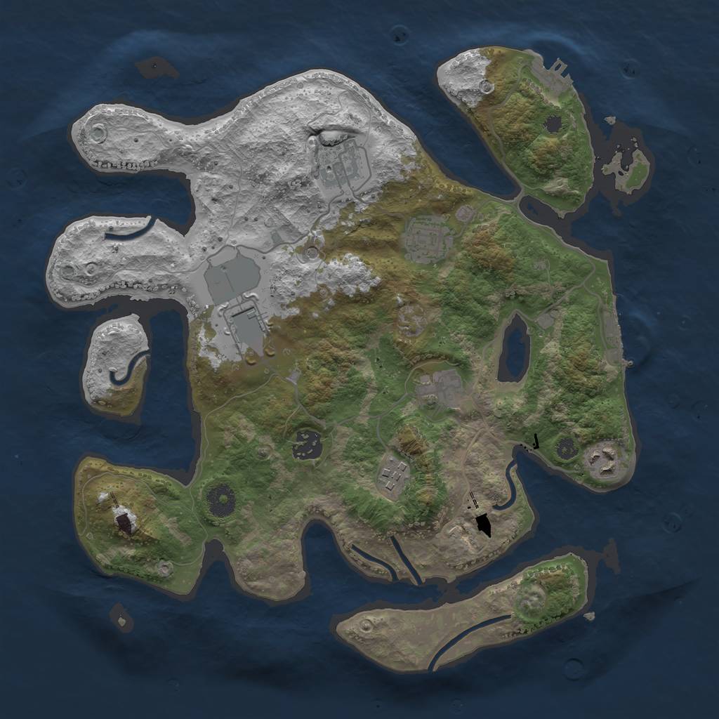 Rust Map: Procedural Map, Size: 3500, Seed: 1021835136, 12 Monuments