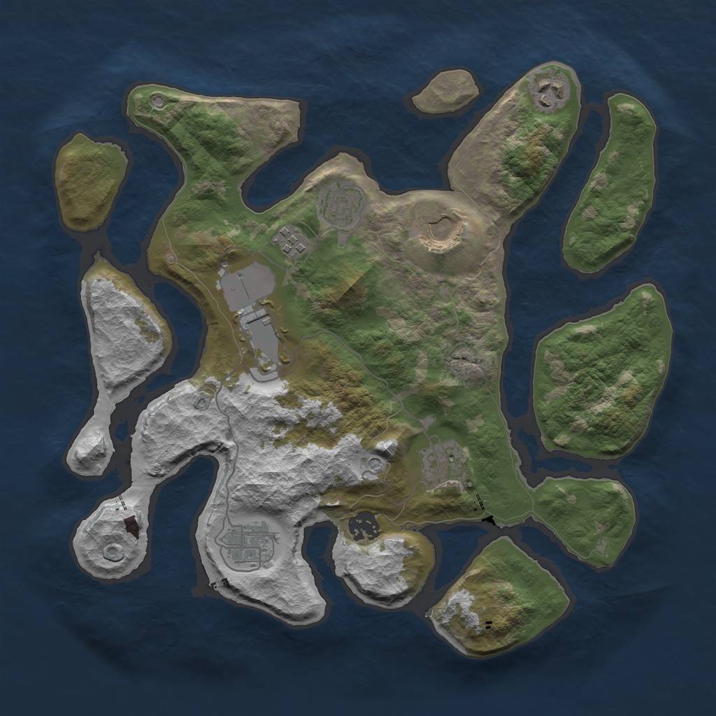 Rust Map: Barren, Size: 3500, Seed: 1869569024, 11 Monuments