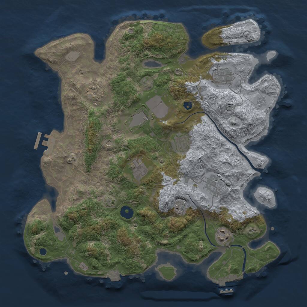 Rust Map: Procedural Map, Size: 3550, Seed: 27588, 14 Monuments