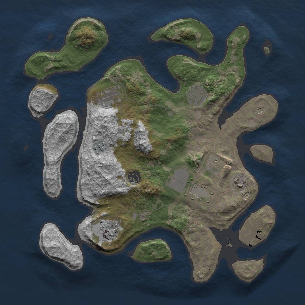 Rust Map: Barren, Size: 3500, Seed: 568495055, 11 Monuments