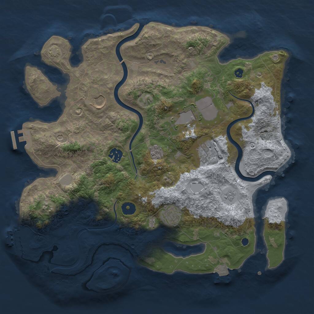 Rust Map: Procedural Map, Size: 3500, Seed: 130726, 12 Monuments