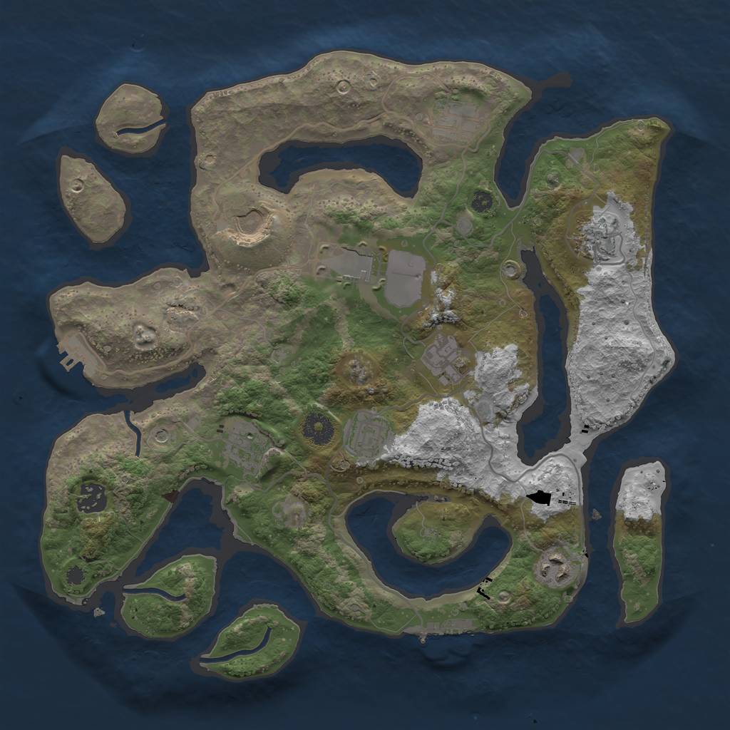 Rust Map: Procedural Map, Size: 3500, Seed: 130726, 14 Monuments