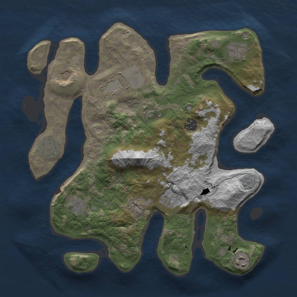 Rust Map: Barren, Size: 3500, Seed: 11029201, 13 Monuments