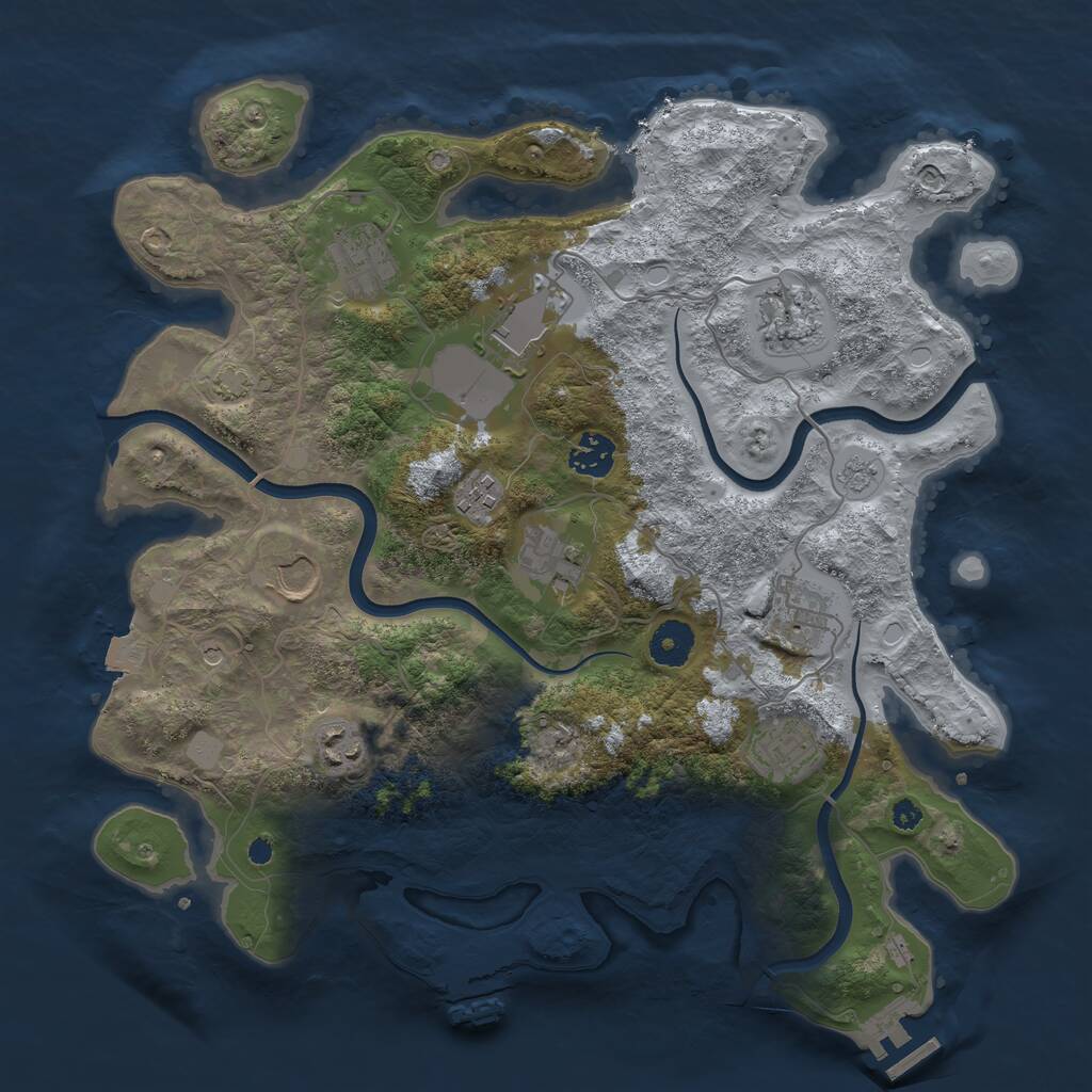 Rust Map: Procedural Map, Size: 3650, Seed: 74581, 16 Monuments