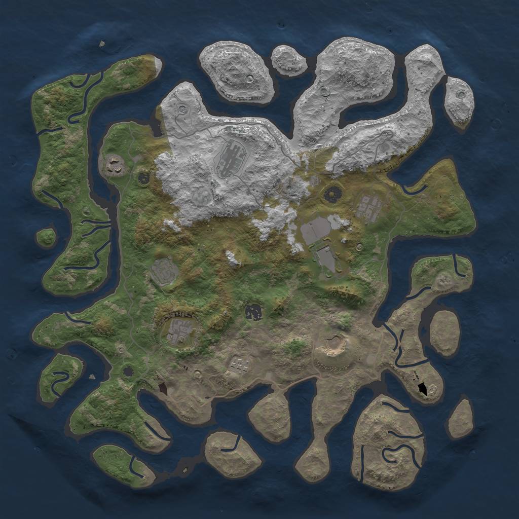 Rust Map: Procedural Map, Size: 4500, Seed: 1026686680, 12 Monuments