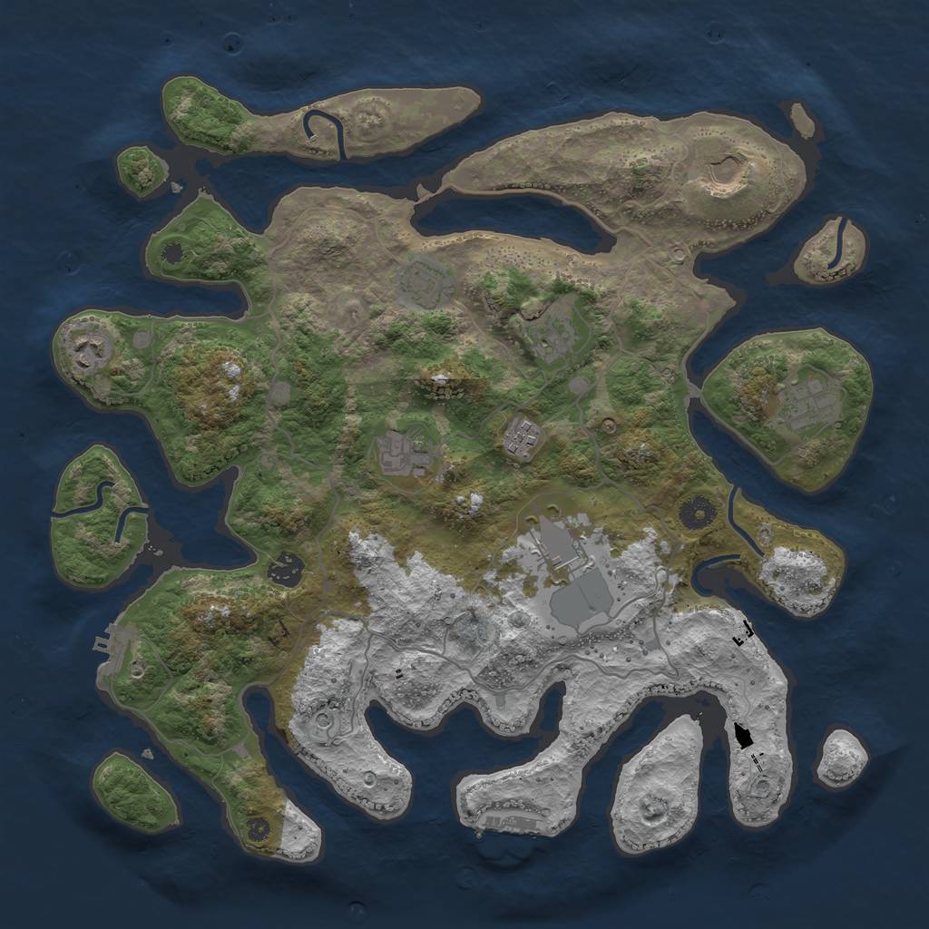 Rust Map: Procedural Map, Size: 4000, Seed: 547393, 14 Monuments