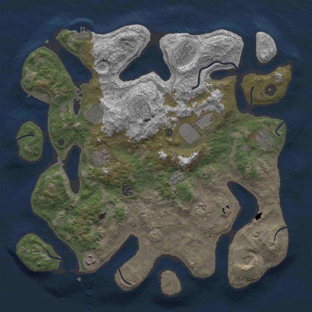 Rust Map: Procedural Map, Size: 4000, Seed: 975843396, 16 Monuments
