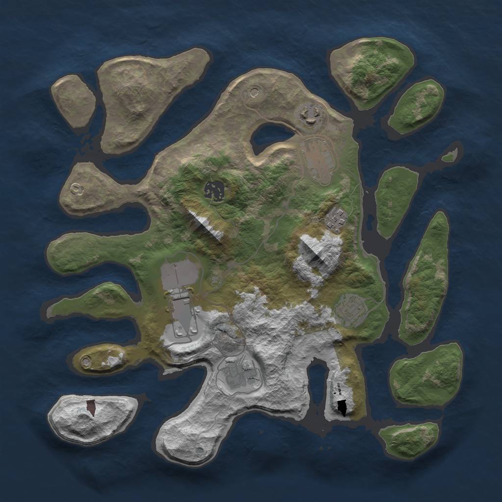 Rust Map: Barren, Size: 3500, Seed: 904597885, 10 Monuments
