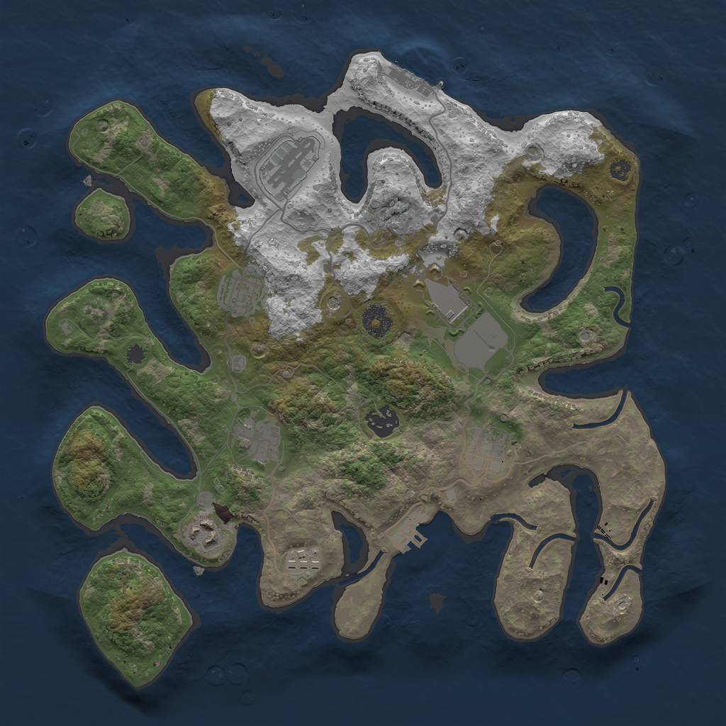 Rust Map: Procedural Map, Size: 3500, Seed: 241684729, 13 Monuments