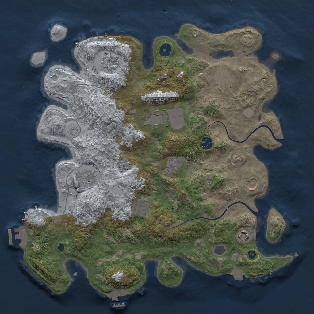 Rust Map: Procedural Map, Size: 3850, Seed: 304629358, 16 Monuments