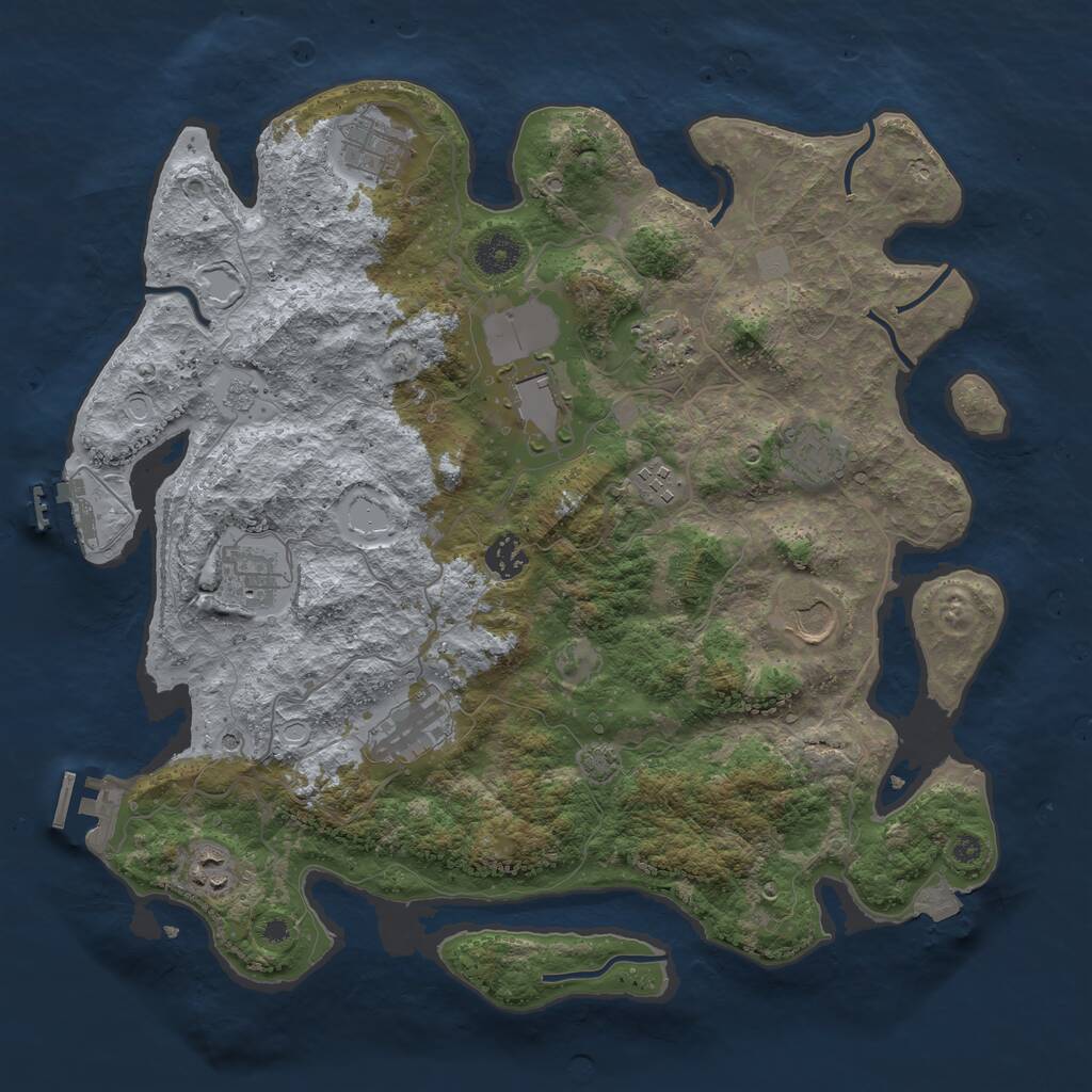 Rust Map: Procedural Map, Size: 3850, Seed: 1805166148, 16 Monuments