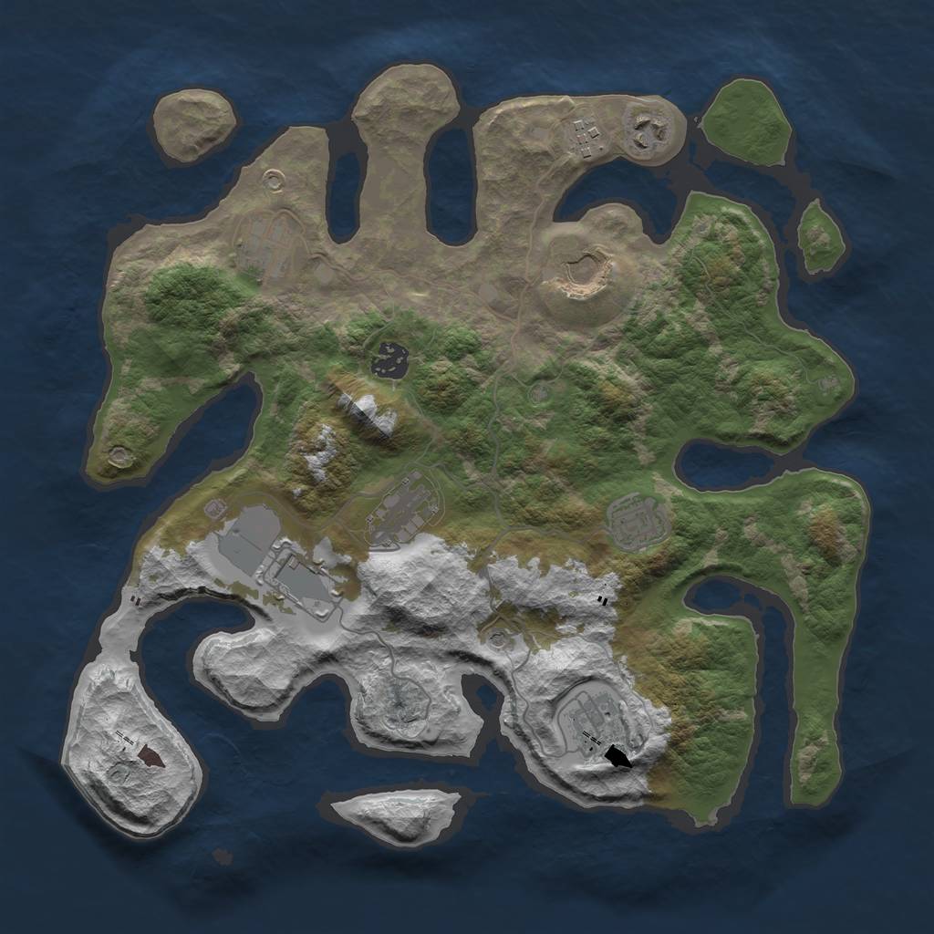 Rust Map: Barren, Size: 3700, Seed: 1880482648, 12 Monuments