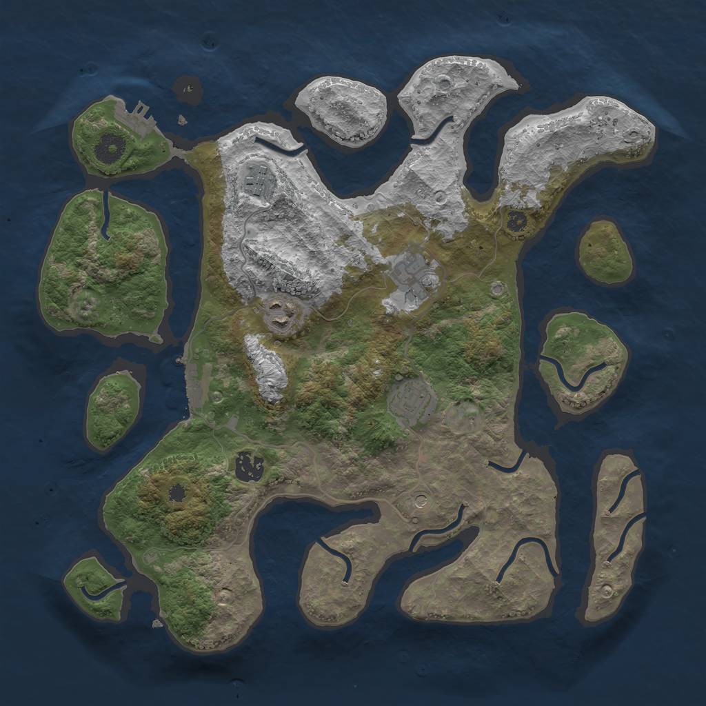 Rust Map: Procedural Map, Size: 3488, Seed: 1, 10 Monuments