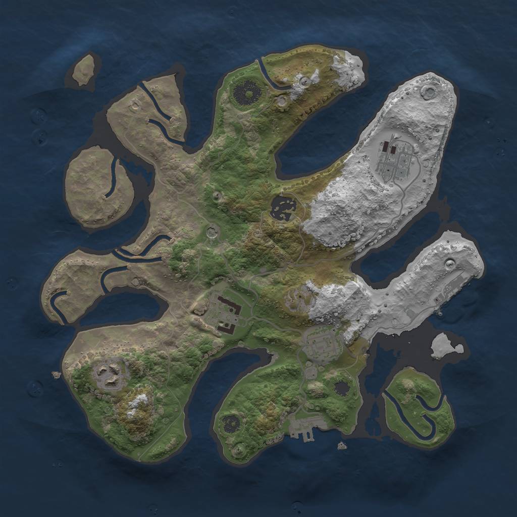 Rust Map: Procedural Map, Size: 3000, Seed: 2422150, 10 Monuments