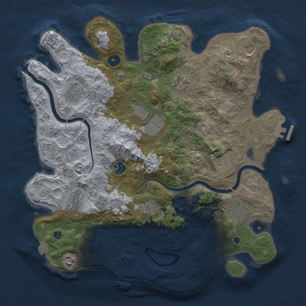 Rust Map: Procedural Map, Size: 3850, Seed: 937433791, 17 Monuments