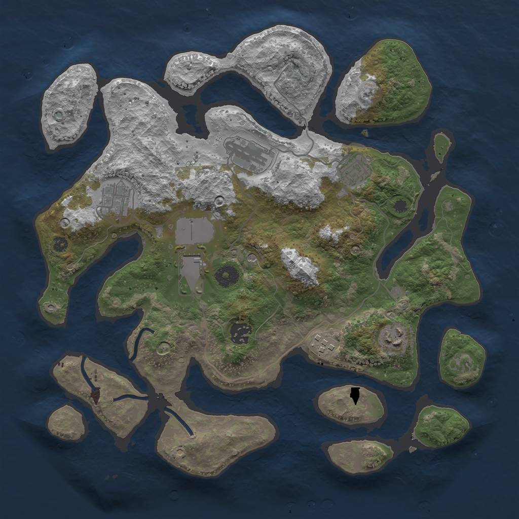 Rust Map: Procedural Map, Size: 3500, Seed: 41562, 10 Monuments
