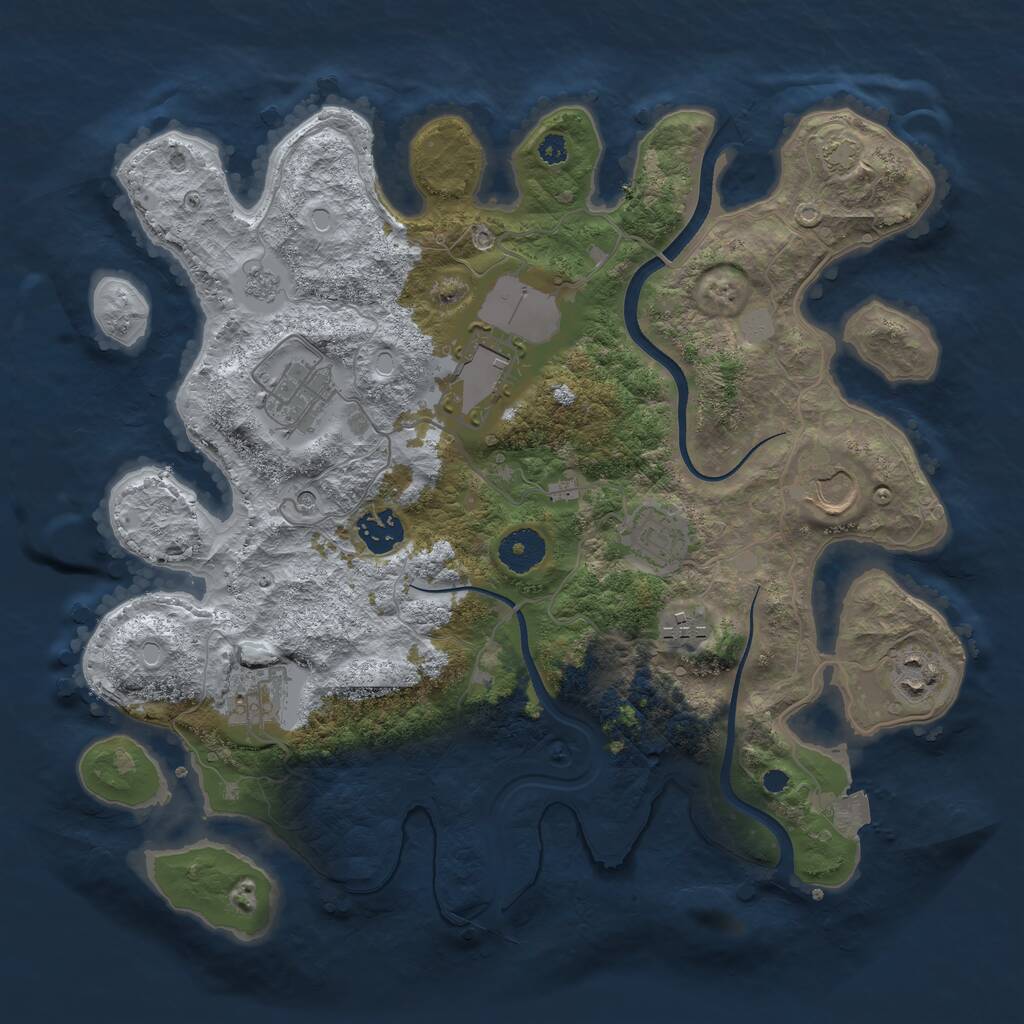 Rust Map: Procedural Map, Size: 3500, Seed: 303033, 12 Monuments