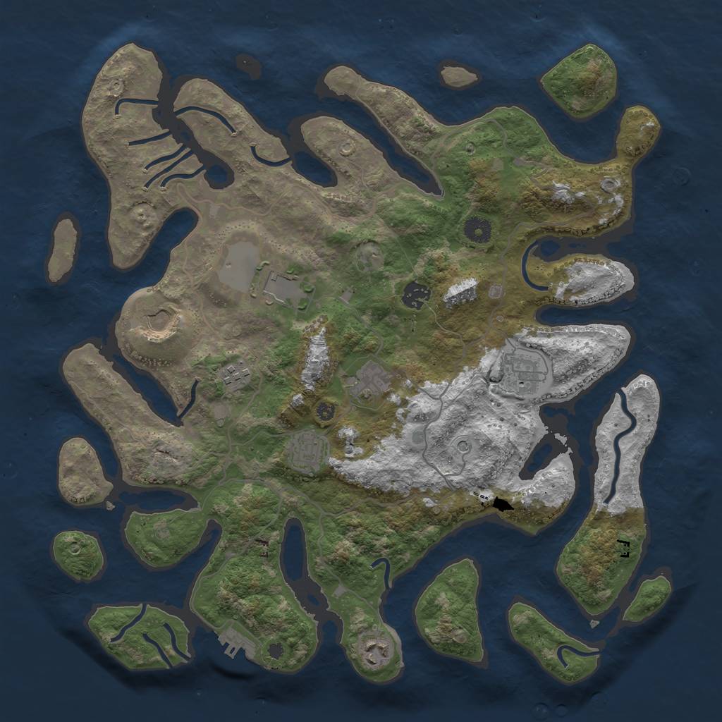 Rust Map: Procedural Map, Size: 4000, Seed: 472639162, 12 Monuments