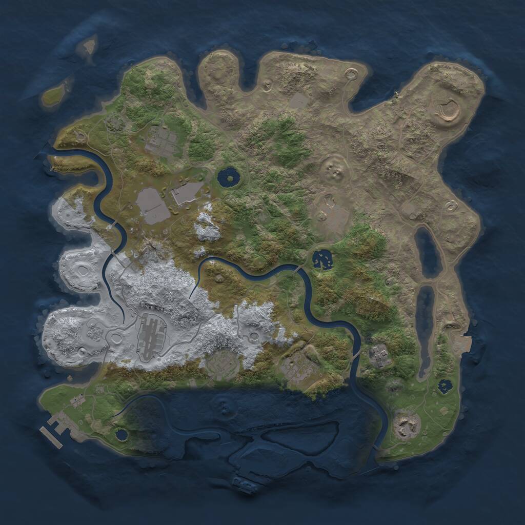 Rust Map: Procedural Map, Size: 3750, Seed: 1337477090, 16 Monuments