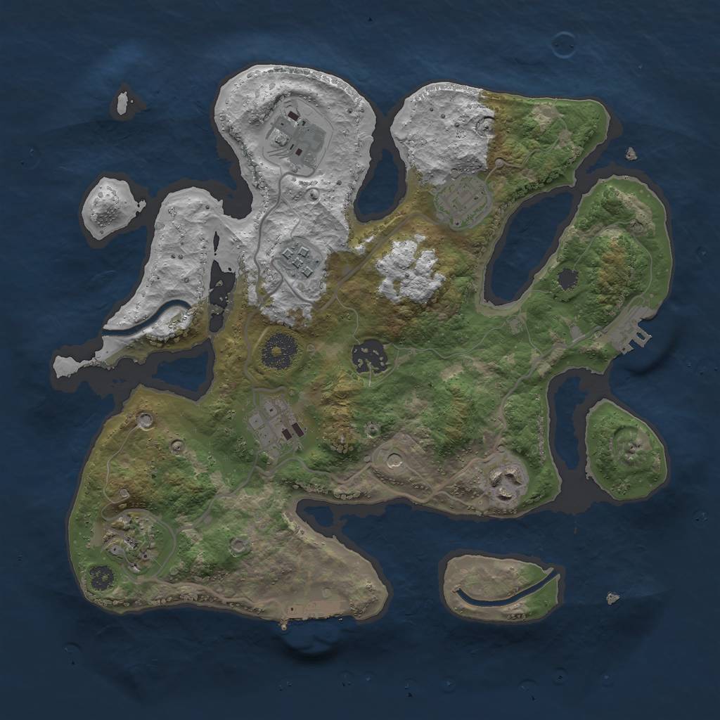 Rust Map: Procedural Map, Size: 3000, Seed: 996469505, 12 Monuments