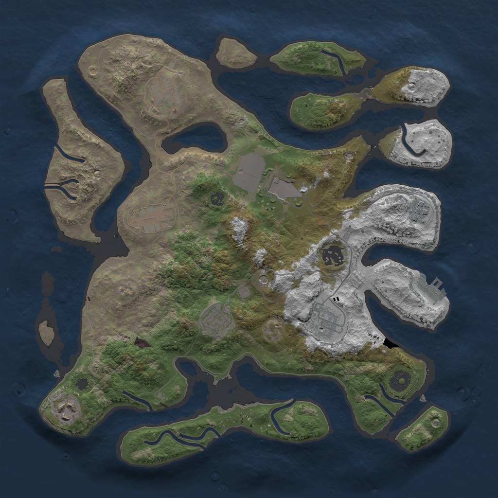 Rust Map: Procedural Map, Size: 3500, Seed: 5691, 12 Monuments