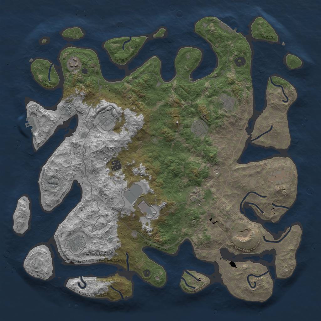 Rust Map: Procedural Map, Size: 4500, Seed: 15985, 16 Monuments